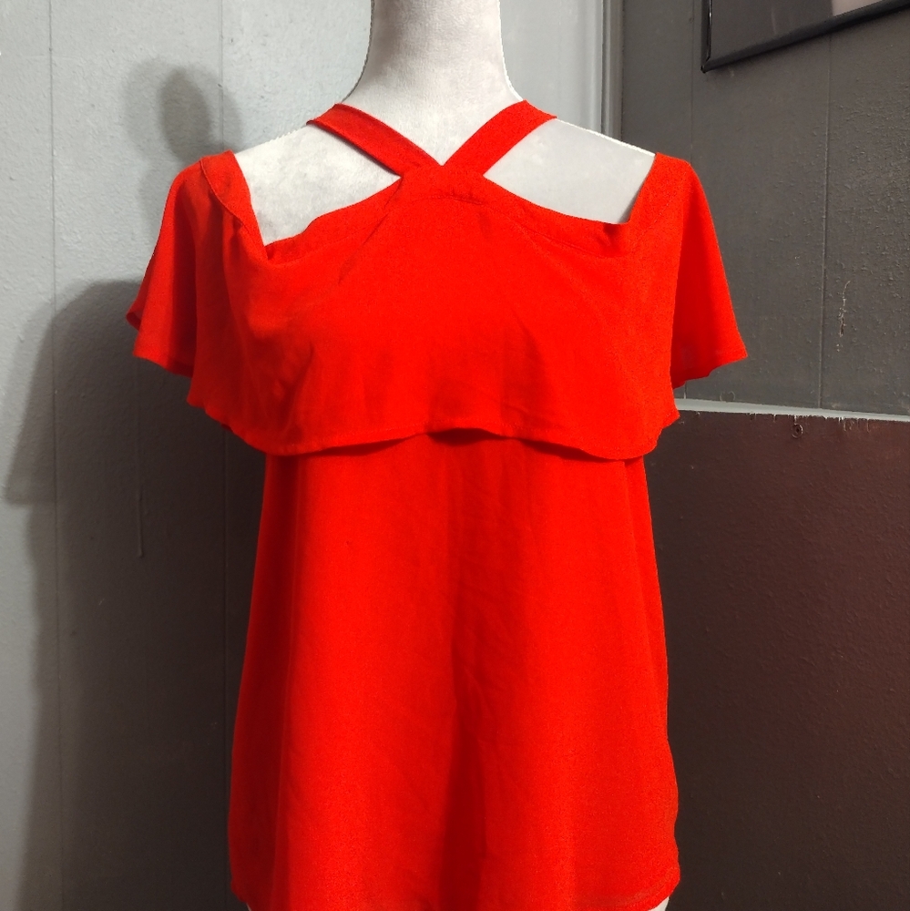 Naked zebra red off shoulder top size small